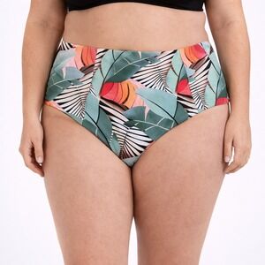 CALIA Womens Sleek Sculpt High Rise Swim Bottom Desert Flora Agave Leaf 2X NWT